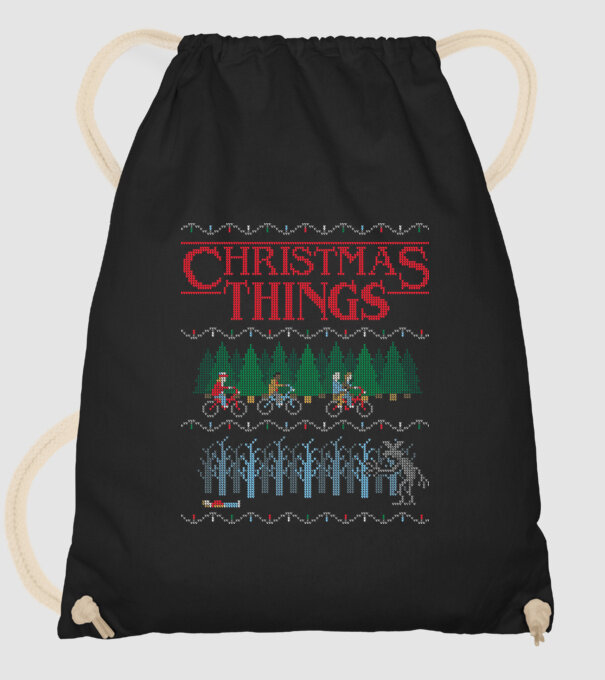christmas things ugly sweater model negru pe tricou