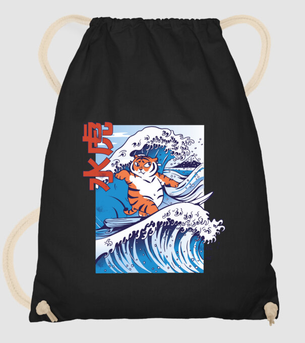 Chubby Surfer Tiger model negru pe tricou