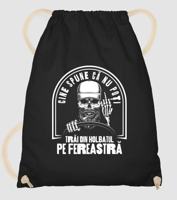 Cine spune că nu poți trăi din holbatul pe fereastră? model negru pe tricou
