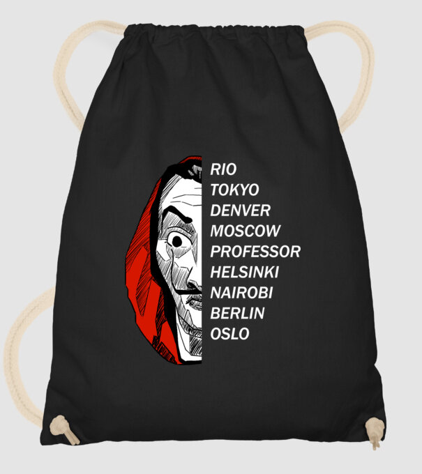 classic logo money heist model negru pe tricou