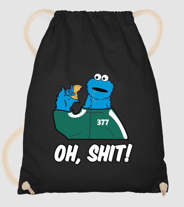 cookie monster squid game parody model negru pe tricou