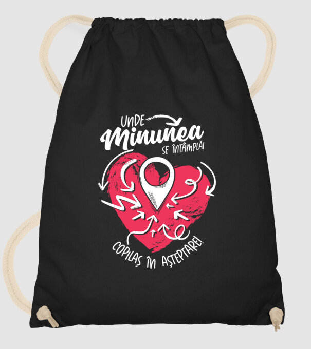 Copilaș în așteptare model negru pe tricou