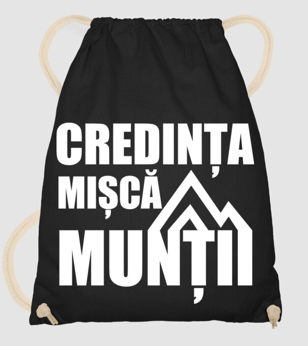 Credința mișcă munții model negru pe tricou