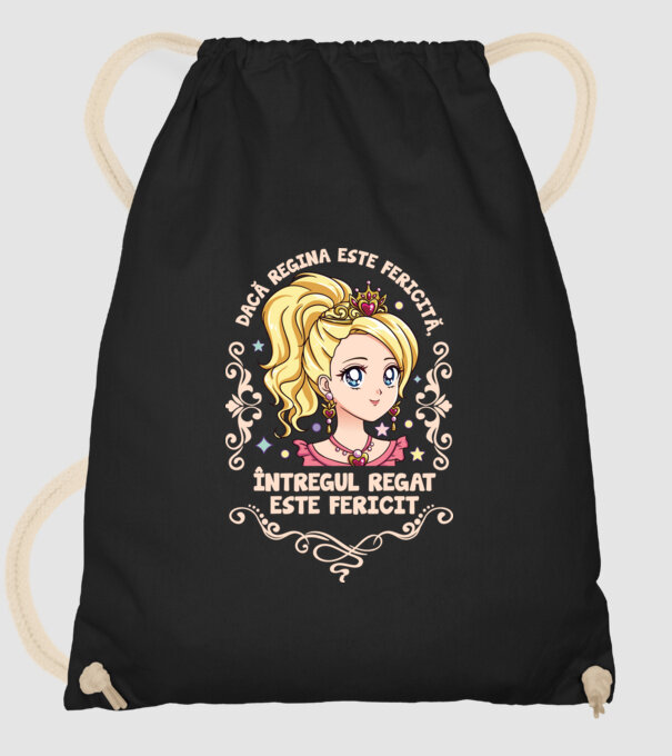 Dacă regina este fericită, întregul regat este fericit. model negru pe tricou