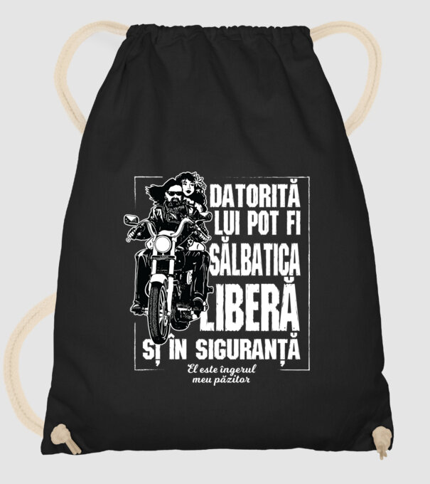 datorită ei pot fi sălbatic, liber și în siguranță - ea este îngerul meu păzitor model negru pe tricou