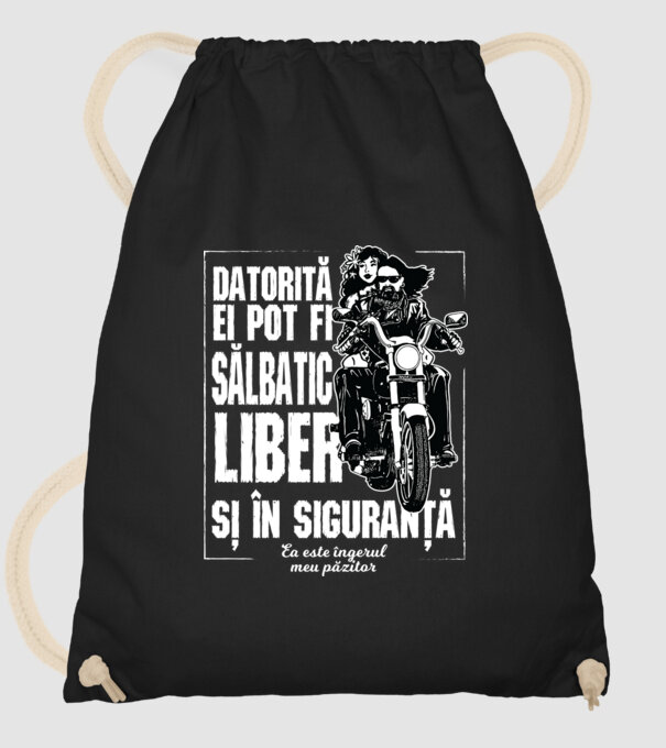 datorită ei pot fi sălbatic, liber și în siguranță - ea este îngerul meu păzitor model negru pe tricou