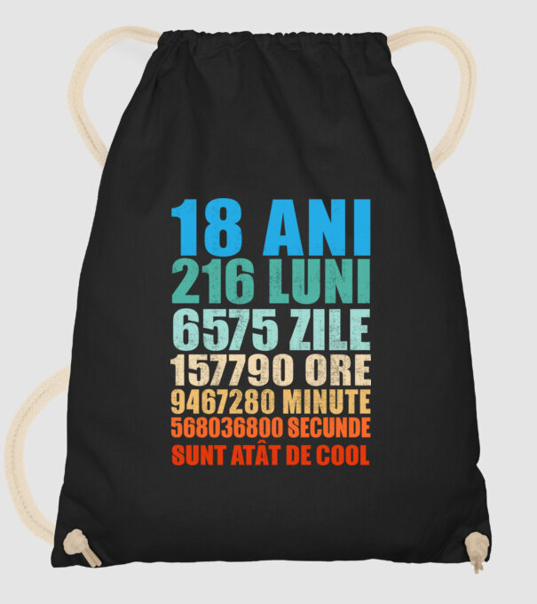 De 18 ani - luni - zile - ore - minute - secunde - sunt atât de cool model negru pe tricou