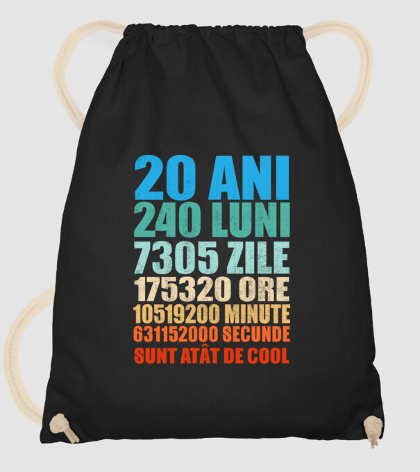 De 20 ani - luni - zile - ore - minute - secunde - sunt atât de cool model negru pe tricou