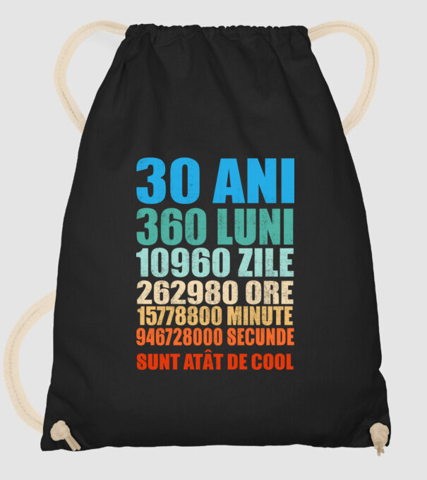 De 30 ani - luni - zile - ore - minute - secunde - sunt atât de cool model negru pe tricou