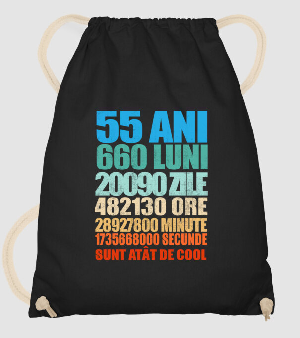 De 55 ani - luni - zile - ore - minute - secunde - sunt atât de cool model negru pe tricou