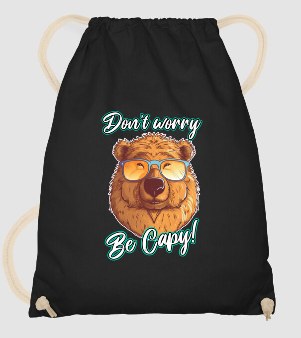 Don't worry be Capy model negru pe tricou