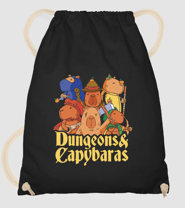 Dungeons and Capybaras model negru pe tricou
