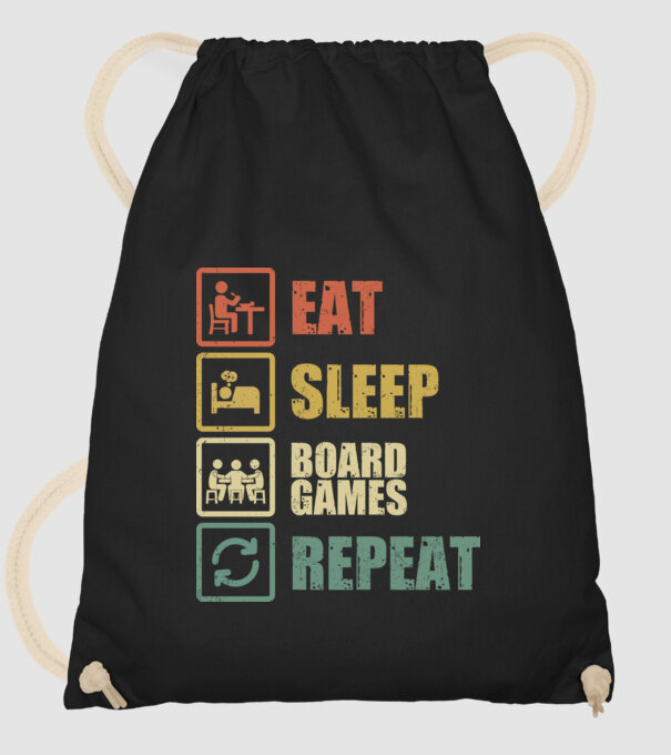 eat sleep Board Games repeat model negru pe tricou