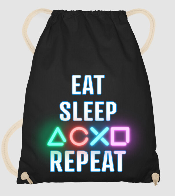 Eat sleep PS model negru pe tricou