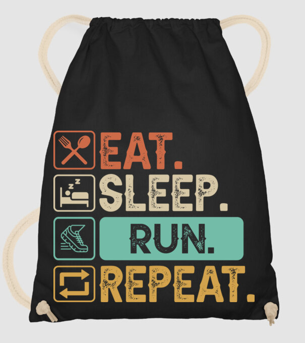 Eat Sleep Run Repeat model negru pe tricou