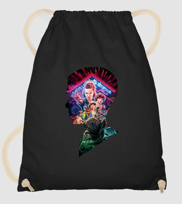 eleven poster head model negru pe tricou