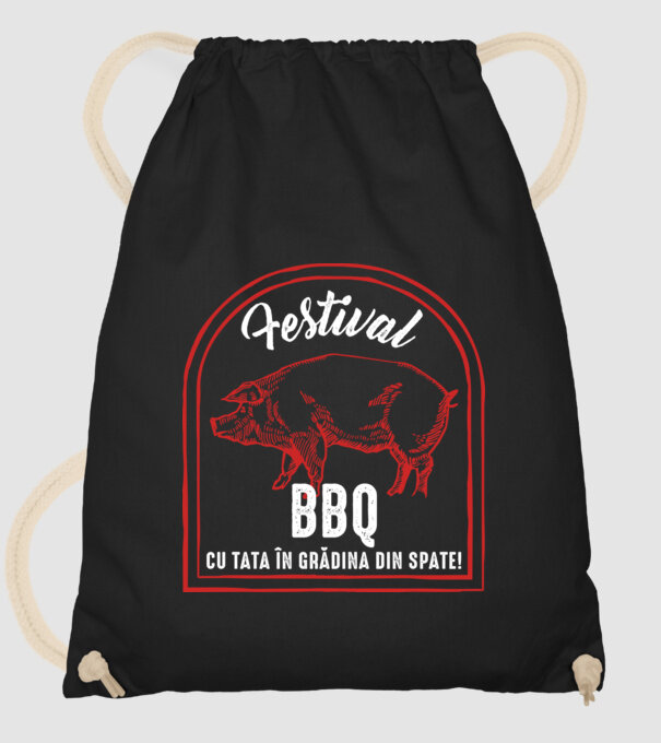 Festival BBQ - cu tata în grădina din spate! model negru pe tricou