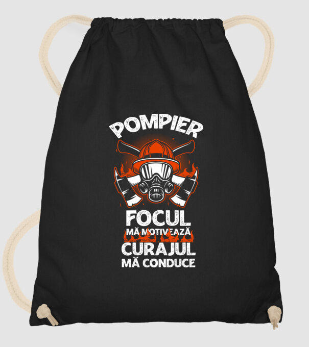 Focul mă motivează, curajul mă conduce Pompier model negru pe tricou