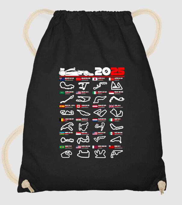 F1 calendar 2025 negru model negru pe tricou