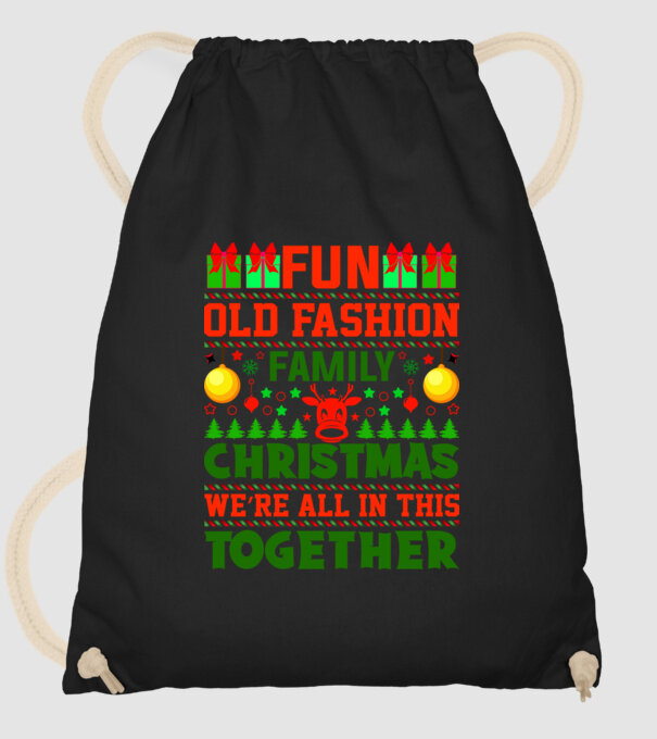 fun old fashion family christmas model negru pe tricou