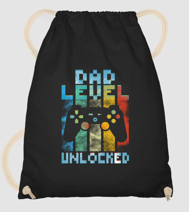 Gamer Dad level unlocked model negru pe tricou