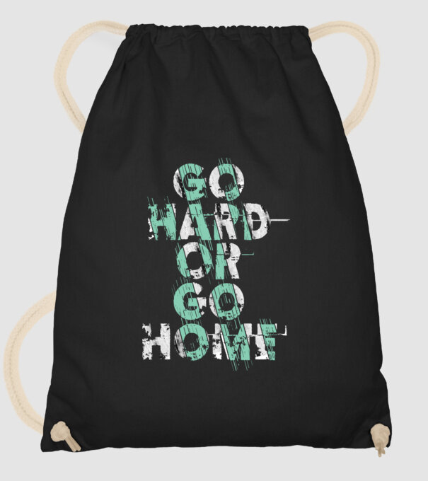 Go Hard or Go Home model negru pe tricou