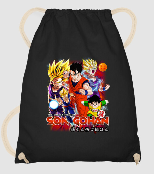 gohan dragonball model negru pe tricou