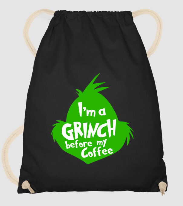 Grinch before coffee model negru pe tricou