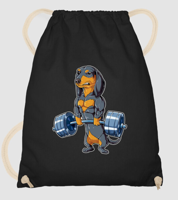 Gym teckel model negru pe tricou