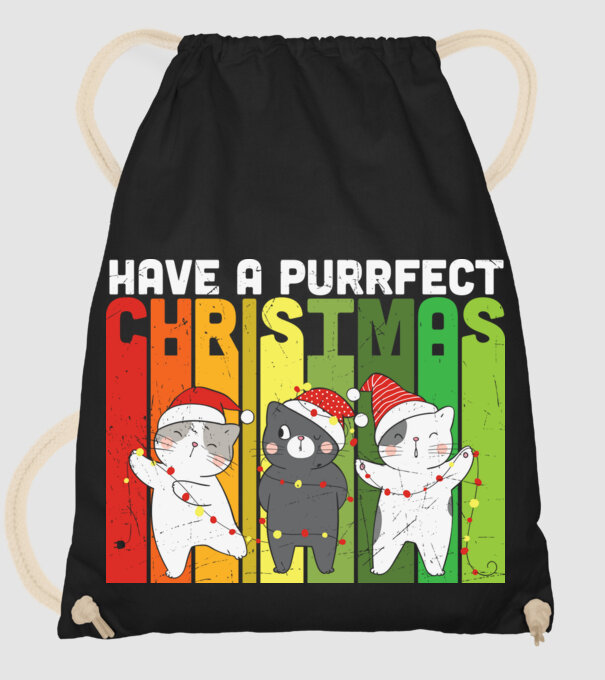 Have a purrfect christmas model negru pe tricou