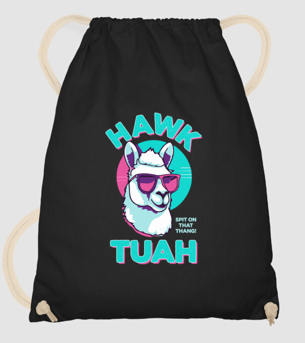 Hawk tuah llama retro sunglasses model negru pe tricou
