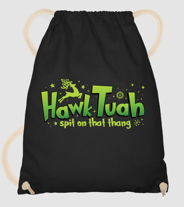 Hawk tuah xmas model negru pe tricou