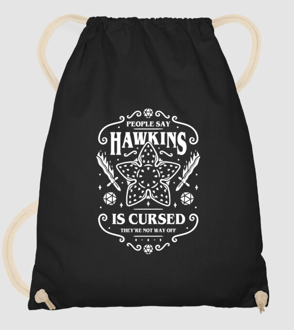 hawkins is cursed black model negru pe tricou