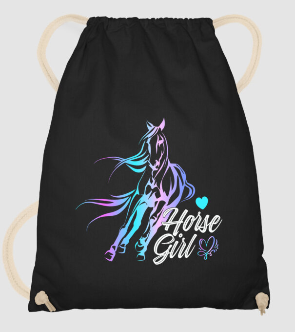 Horse girl 2 model negru pe tricou