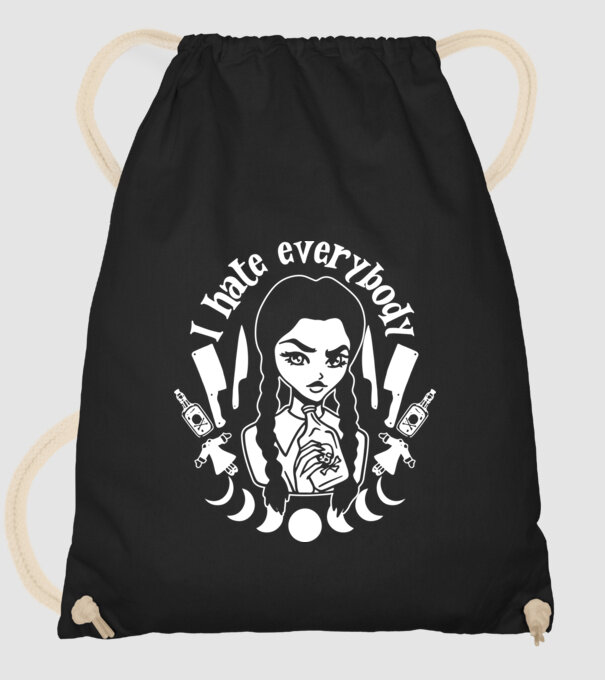 I hate everybody cartoon model negru pe tricou