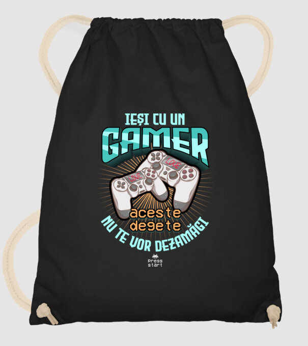 Ieși cu un gamer - aceste degete nu te vor dezamăgi model negru pe tricou