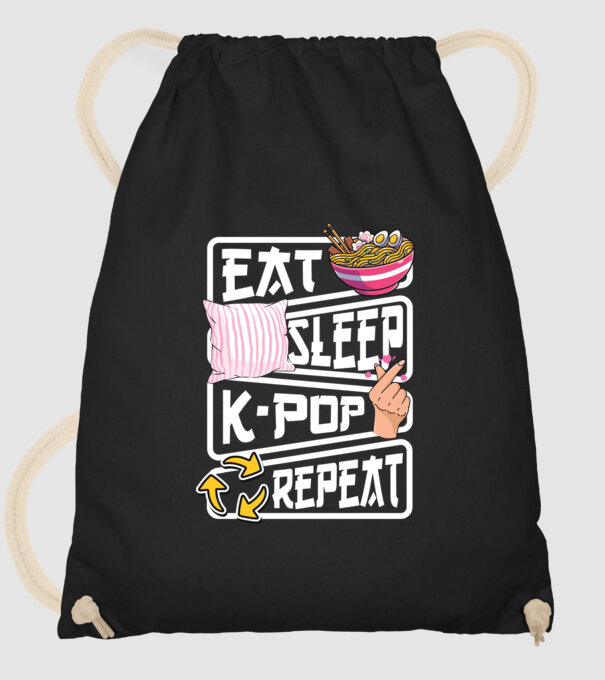 K-POP EAT SLEEP model negru pe tricou
