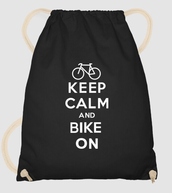 Keep calm and bike on model negru pe tricou