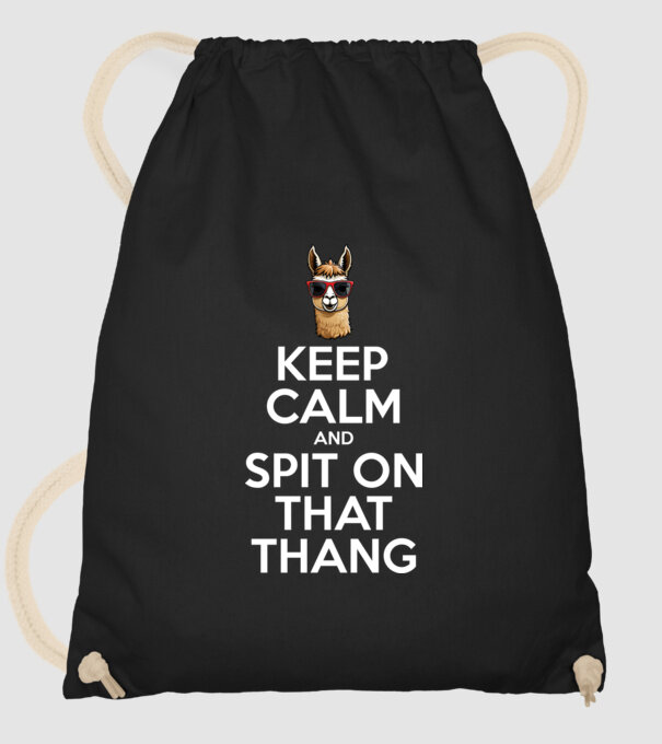 Keep calm and spit on that thang model negru pe tricou