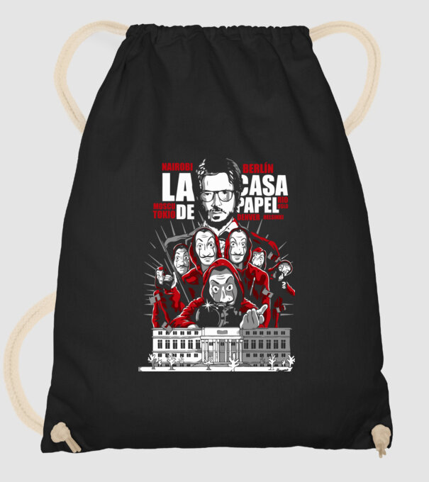 la casa de papel family model negru pe tricou