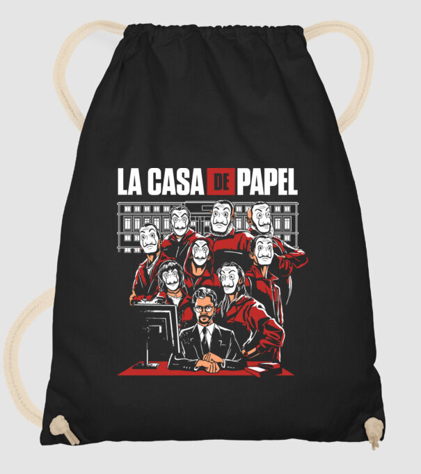 La casa de papel grupo model negru pe tricou