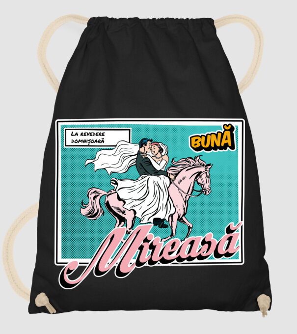 La revedere domnișoară, bună mireasă model negru pe tricou