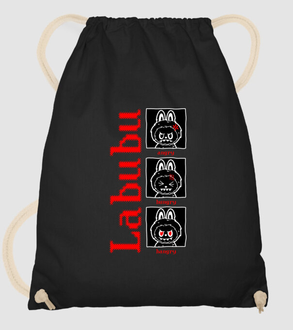 Labubu moods model negru pe tricou