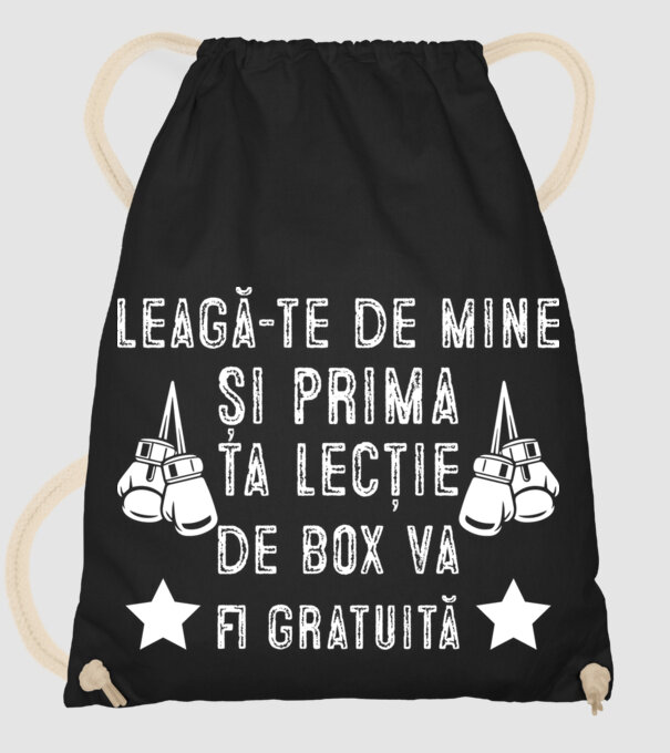 Leagă-te de mine și prima ta lecție de box va fi gratuită model negru pe tricou