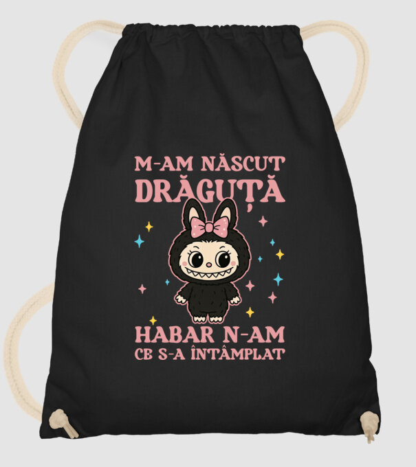 M-am născut drăguță model negru pe tricou