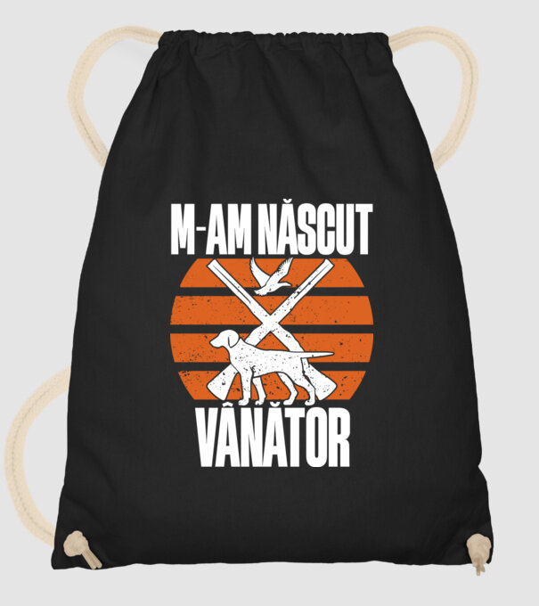 M-am născut vânător model negru pe tricou