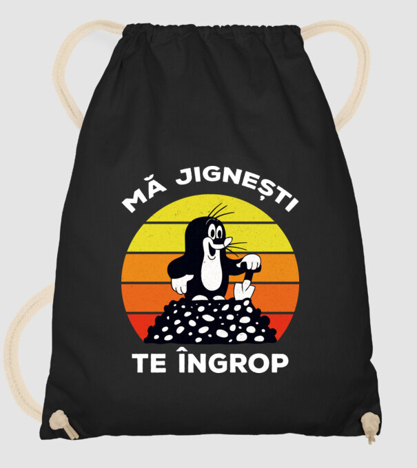mă jignești, te îngrop model negru pe tricou