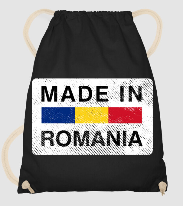 made in romania model negru pe tricou
