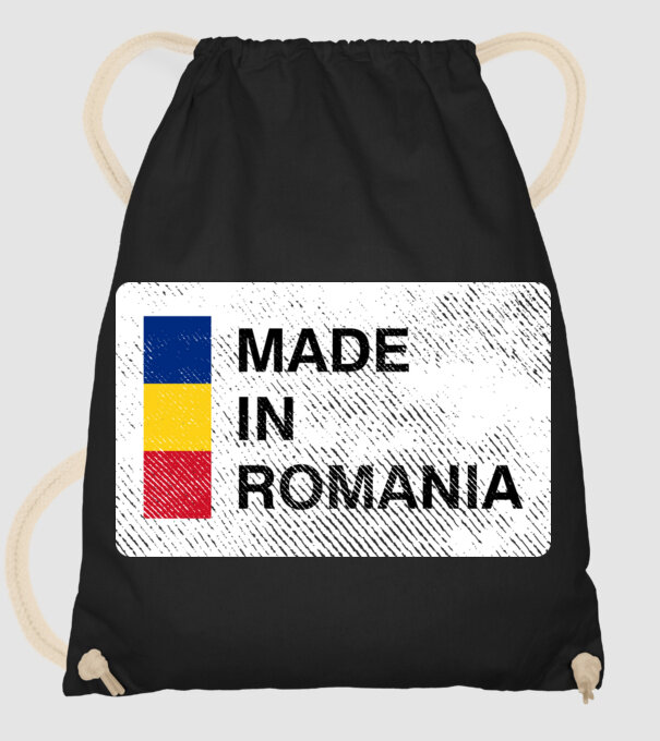 made in romania model negru pe tricou