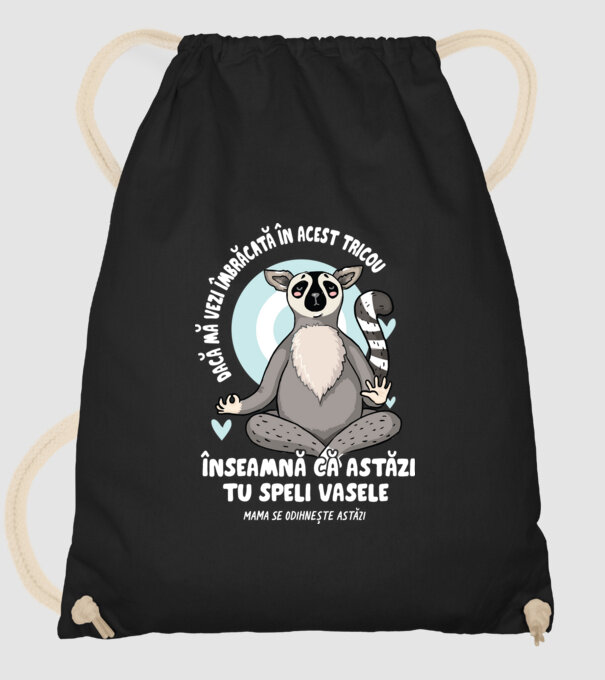 Dacă o vezi îmbrăcată în acest tricou, înseamnă că astăzi tu speli vasele. Mama se odihnește astăzi. model negru pe tricou